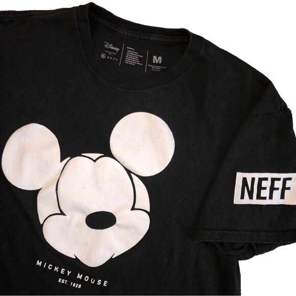 Disney x Neff Men's Mickey Mouse White Black Color Block Graphic T Shirt M - Picture 1 of 8
